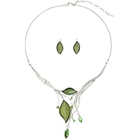 Tgirls Boho Leaf Necklace – Glitter Short Chain, Adjustable Vintage Choker For Women & Girls