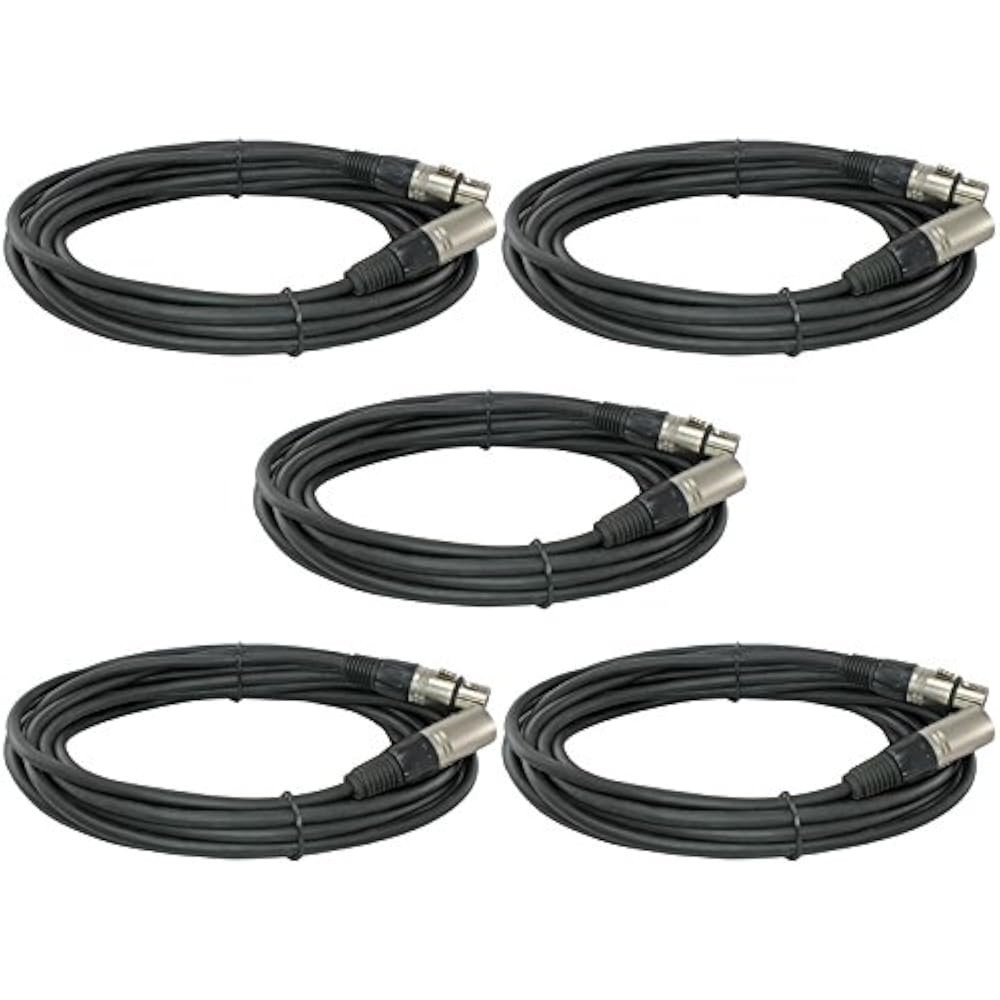 5pack 25 Ft Foot Feet Xlr Male Female 3pin Mic Audio Cord Microphone Extension eBay
