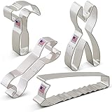 Construction Tools Cookie Cutter Set - 4 piece - Saw, Pliers, Wrench and Hammer - Ann Clark - Tin Plated Steel
