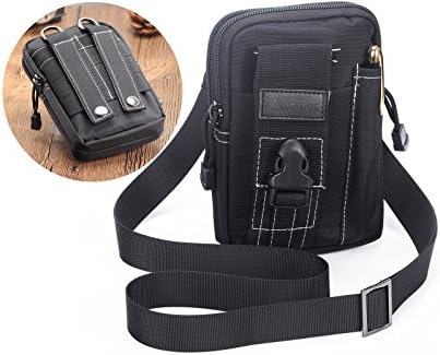 Tactical Molle Pouch,Utility Cellphone Holster Nylon iPhone 8 Plus Pouch Belt Case EDC Pack Multipurpose Waist Bag with Strap Wallet Purse Phone Cover Sleeve for iPhone 7 Plus with Case On Black