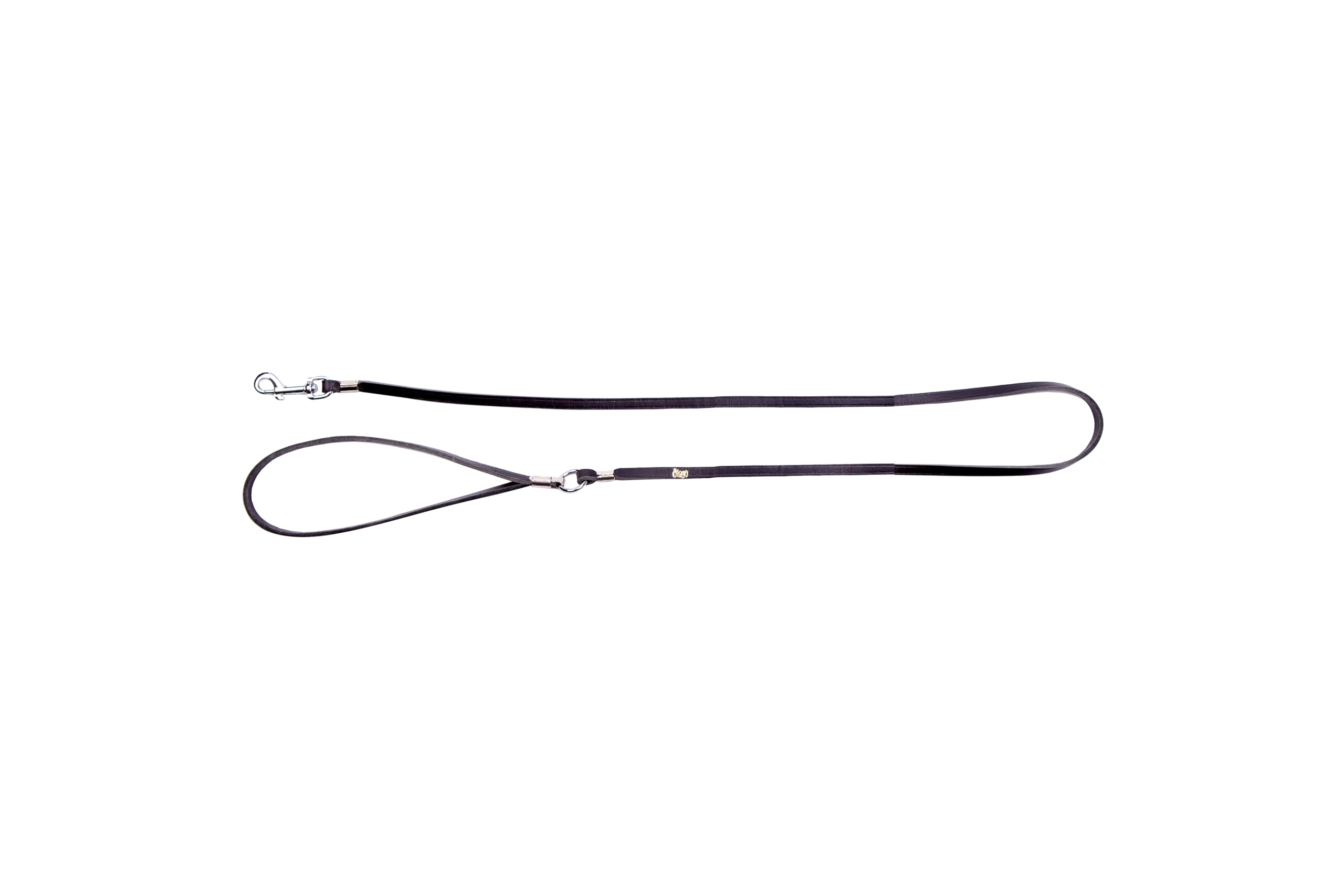 DINGO Classic Genuine Leather Dog Leash, Handmade, Strong, Riveted, 125 cm long for Dog Walks, Black Colour of Leather, Thin 0.06 cm (10015)