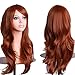 Topbuti Women's Hair Wig Long Big Wavy Hair Heat Resistant Wig (Brown)