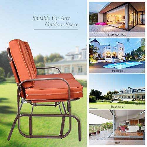 YU YUSING Patio Glider Loveseat with Cushion, Outdoor Swing Rocking Chair Garden Seating for 2 Persons - Thumbnail 5