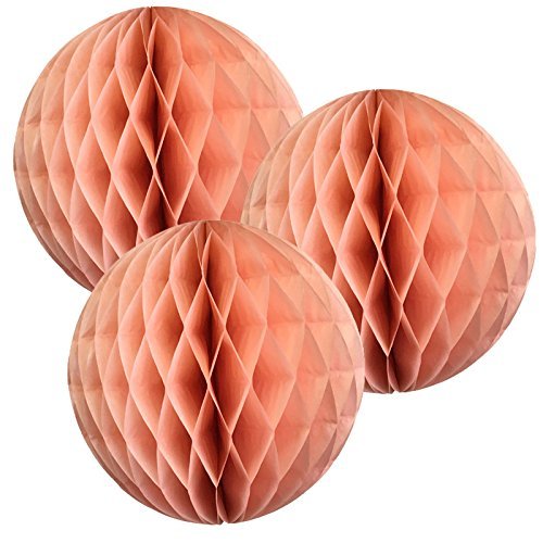 Paper Honeycomb Balls (Pack of 3) Christmas Tree Decorations Birthday Wedding Baby Shower (12" (30cm), Peach)