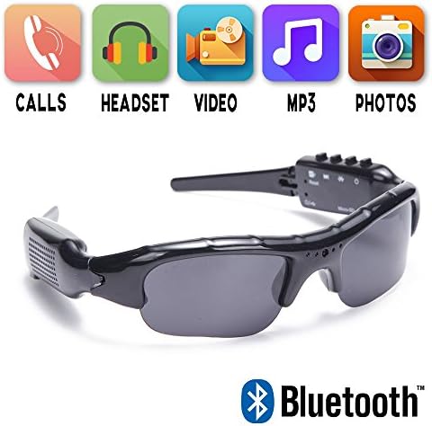 Wayli 720P Recording Sport Hidden Sunglasses Spy Camera with Bluetooth Headphones and Hands Free Support Micro SD Card