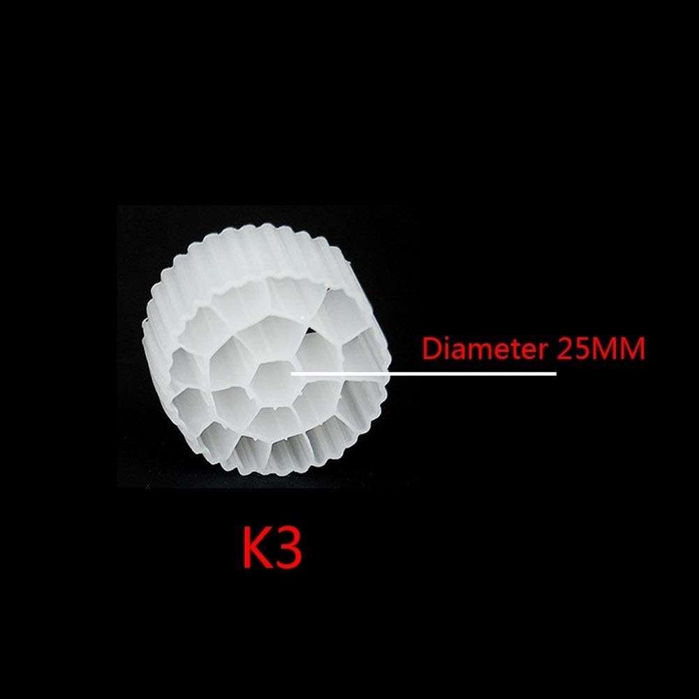 WhYlzh Aquarium filtration 500g/1kg K1 K2 K3 Aquarium Koi Pond Plastic Biochemical Filter Media Fish Tank Filter Material (Color : K3, Size : 250g)