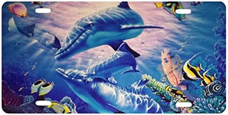 DQVWGK Wyland Shark Custom Aluminum License Plate Frames Cover for Car License Plate Cover with 4 Holes Car Tag 6"x12"