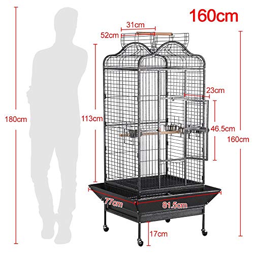image for Yaheetech Wrought Iron Rolling Extra Large Open Playtop Bird Cage for 
