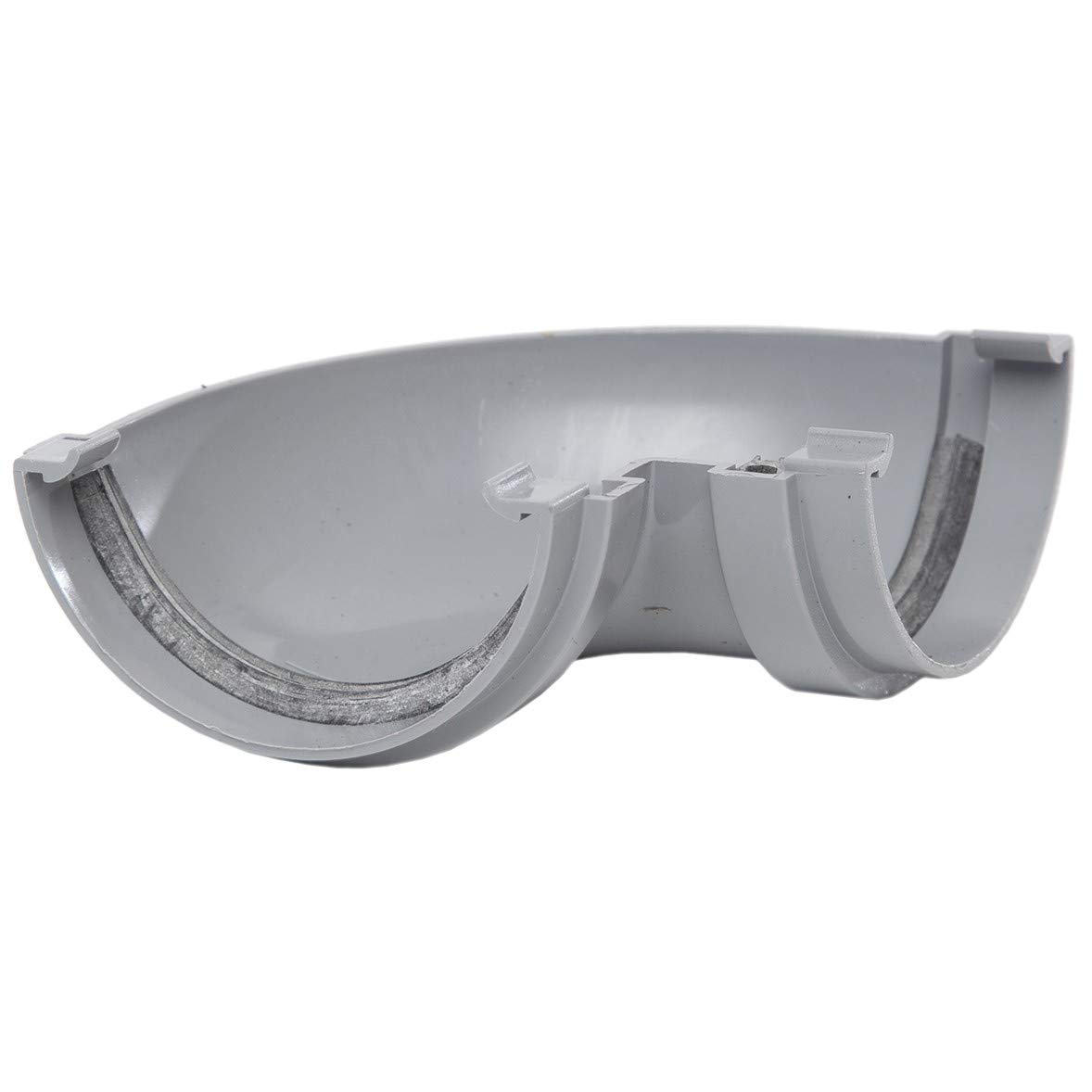 GREY gutter 90 DEGREE ANGLE BEND Half round for shed, conservatory, porch etc mini guttering 75mm