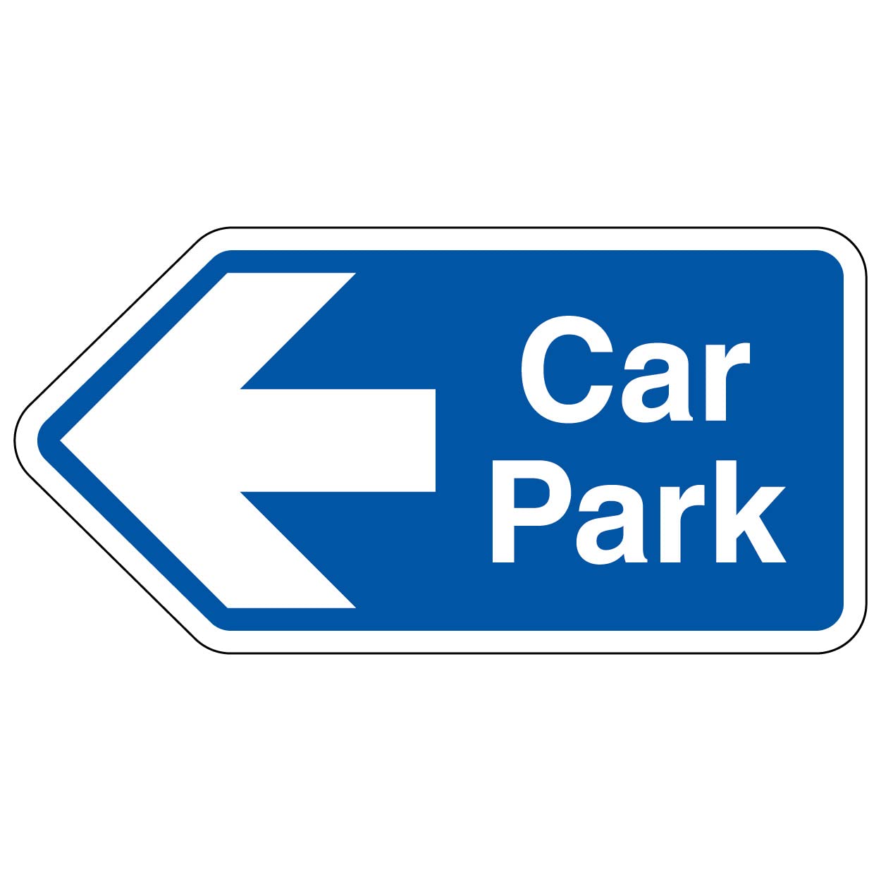 V Safety Shaped Safety Sign - Car Park Arrow Left Blue - 300X150 - Blue 1MM Rigid Plastic
