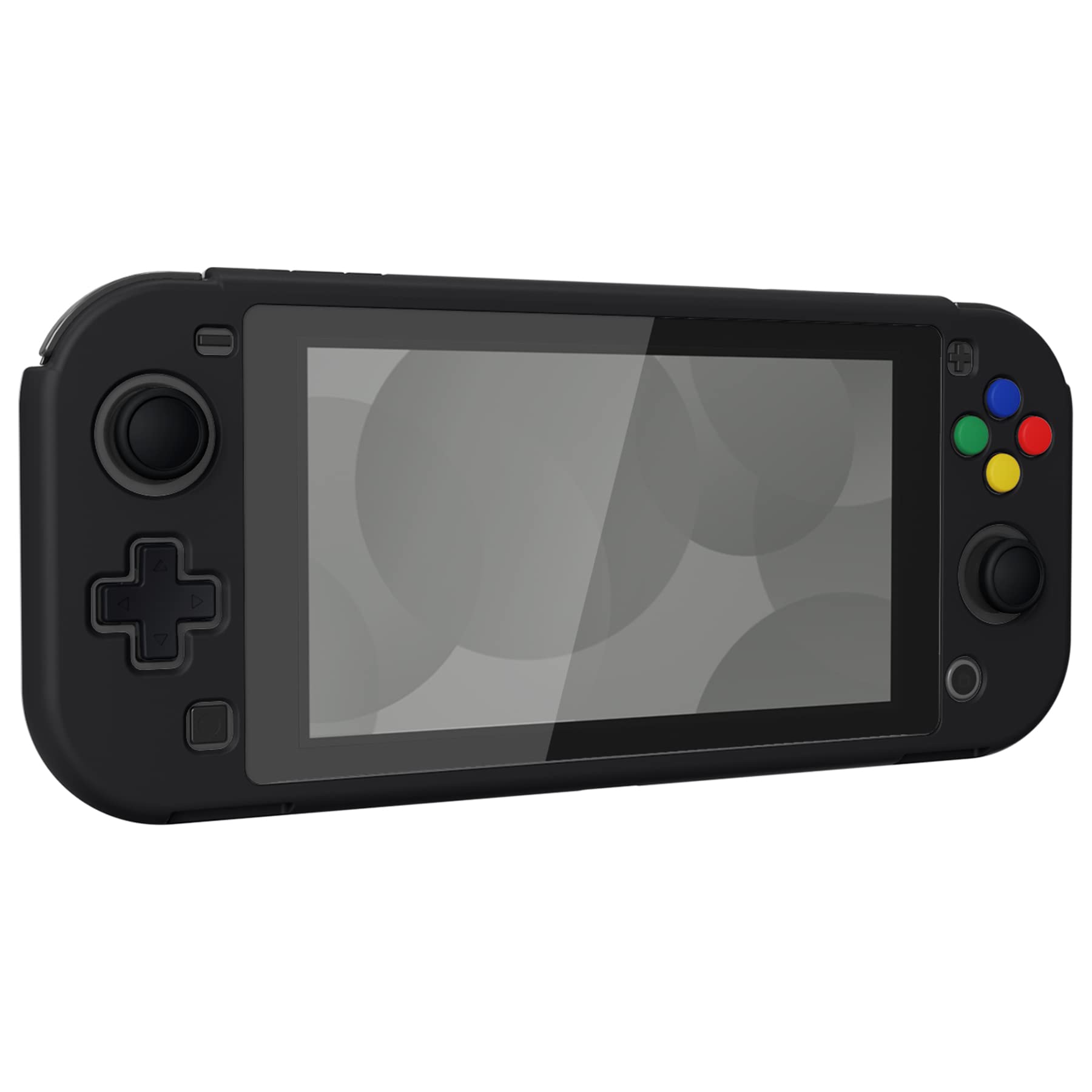 eXtremeRate PlayVital Black Protective Grip Case for Nintendo Switch Lite, Hard Cover Protector for Nintendo Switch Lite - Screen Protector & Thumb Grips & Buttons Caps Stickers Included
