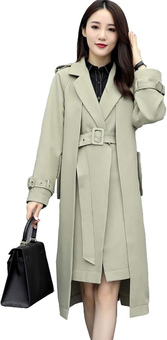 Amazon Zuomaオーバーコート スーツジャケット レディース ロングコート オフィス ビジネス ウインドブレーカー 春 秋 初冬 テーラーカラー ロングブレザー 不規則 スリム ベルト付き コート ジャケット 通販