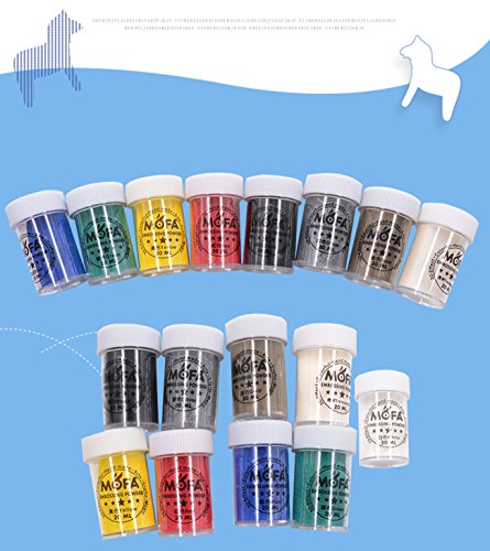 mofa Embossing Powder 9 Piece of Set,9 Tin Colorful Super Fine Embossing Powder,Including Black,Yellow,Green,White,Blue,Red,Silver,Gold and Transparent (Large)