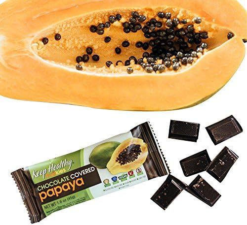 Keep Healthy Chocolate Covered Papaya Fruit Bars | Certified Non-GMO, Vegan, Gluten Free, Kosher | 1.6-Ounce 16 Bars per Box