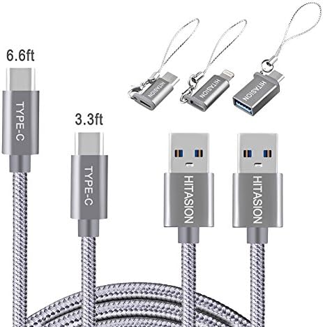 USB Type C Cable,HITASION Type C Charger Cable with Micro USB/Lightning/Type c Adapter for MacBook Pro Samsung Galaxy Note 8 S8 Plus Google Pixel XL Moto Z LG G6 Nexus 6P Nintendo Switch 3.3FT/6.6FT