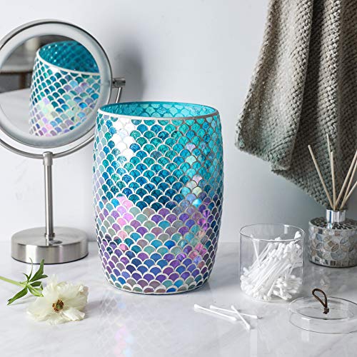 Whole Housewares Bathroom Wastebasket Mosaic Glass Decoration Bathroom Trash Can