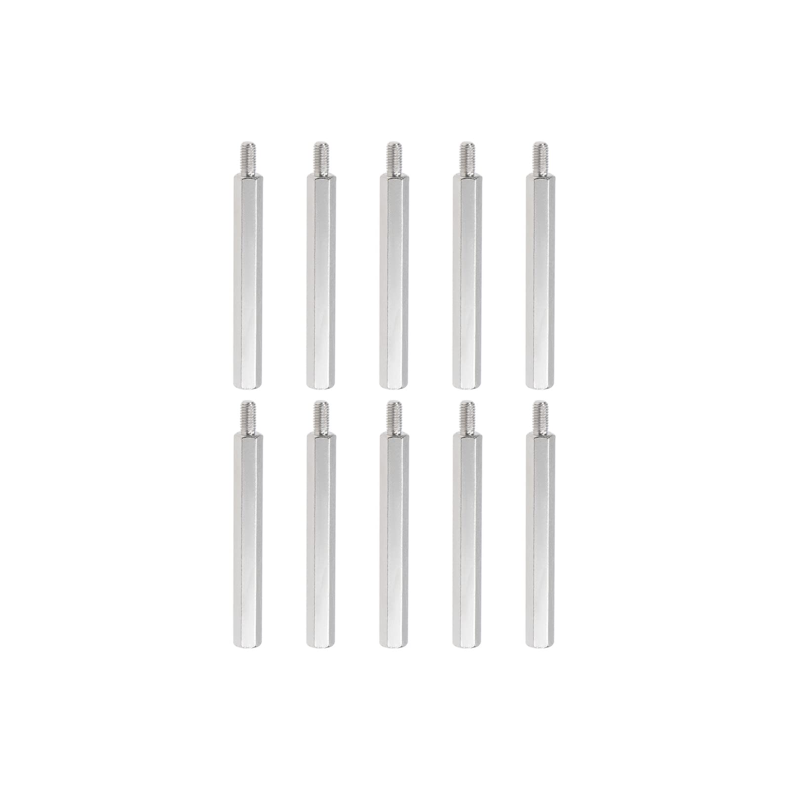 YOKIVE 10 Pcs M3 Standoff Screws, Nickel Plated Hex PCB Standoffs, Keep Height Consistent, Great for Motherboard (Silver Tone, 40mm+6mm)