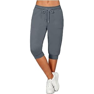 Beessbest Women's Joggers with Pockets High Waisted Sweatpants Tapered Leg Drawstring Pants Lightweight Athletic Pants
