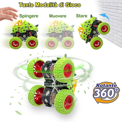AESTEMON Cars Cars for Children 2 Years, Monster Truck Dinosaurs Trucks Toys Child 2 3 Years Male, Cars Toys Games Baby Gift 2 3 4 5 Years, 2 Pack