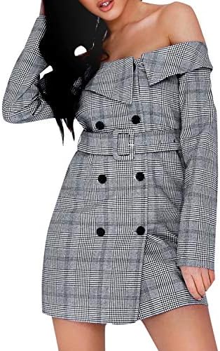 D Jill Women's Casual Work Office Open Front Lapel Long Blazer Jacket with Belt Grey