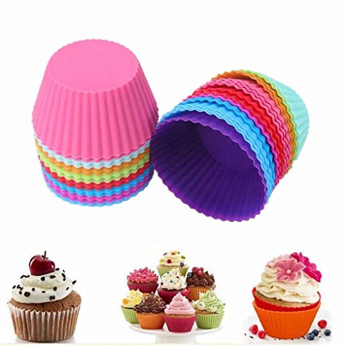 Muluo 1pcs/12pcs Silicone Cupcake Mold DIY Baking Fondant Muffin Cake Decorating Liner Pudding Jelly Case