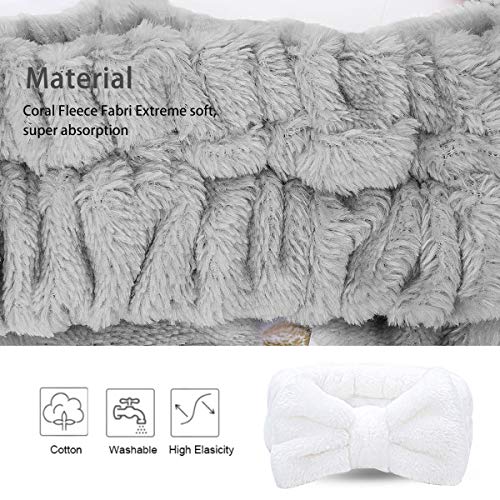 Spa Headband - 3 Pack Bow Hair Band Women Facial Makeup Head Band Soft Coral Fleece Head Wraps For Shower Washing Face… - Image 3