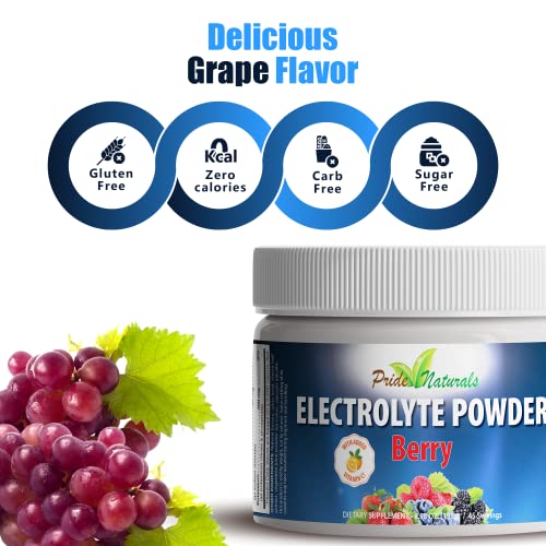 Pride Naturals Electrolyte Powder, No Sugar Hydration Drink for Energy and Immune Support, Sugar