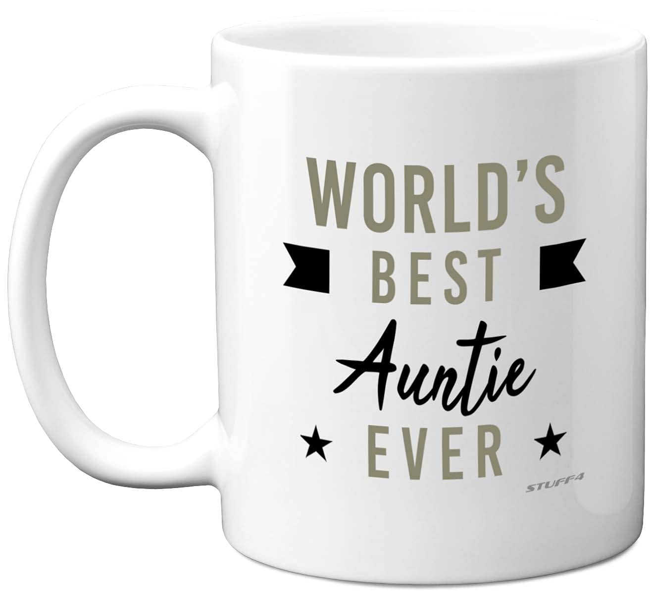 Best Auntie Gifts - World's Best Auntie Ever - Birthday Presents for Aunty, Perfect Christmas from Niece Nephew, Mug Cup for Her, 11oz Ceramic Dishwasher Microwave Safe Mugs