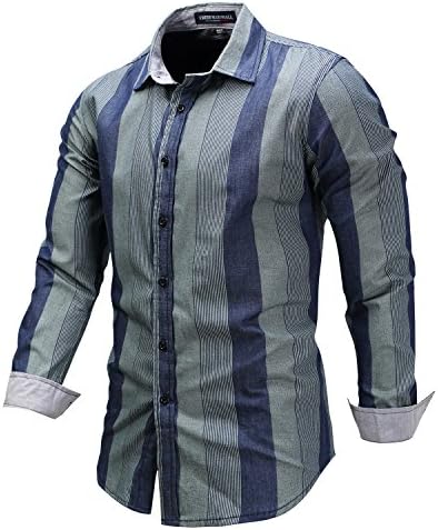 Fredd Marshall Men's 100% Cotton Polka Dot Print Casual Long Sleeve Shirts