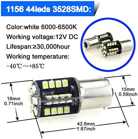 1156 BA15S LED Car Light Bulb 1156 LED Backup Reverse Light 1156 LED Turn Signal Light Bulb, 1156 LED Rear Tail Stop Light 30pcs 5050SMD CANBUS No Error White 12V (Pack of 2)