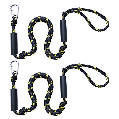 Chirsfly Bungee Dock Lines Shock Bungee Docking Rope Stretchable Mooring Rope with Foam Float Perfect for Jet Ski, SeaDoo, Yamaha WaveRunner, Kayak, Pontoon(4ft -5.5ft)-2 Pack