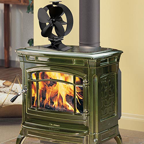 Sumapner Wood Stove Fan -4 Blade Eco Friendly Silent Heat Powered Stove Fan for Wood Log Burners-Big Air Volume