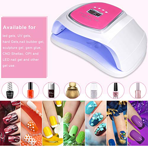 UV Nail Lamp 72W LED UV Nail Dryer with Sensor 4 Timer Setting Professional UV Gel Nail Lamp with UV Shield Glove for Led UV Builder Gel Finger Nail Polish