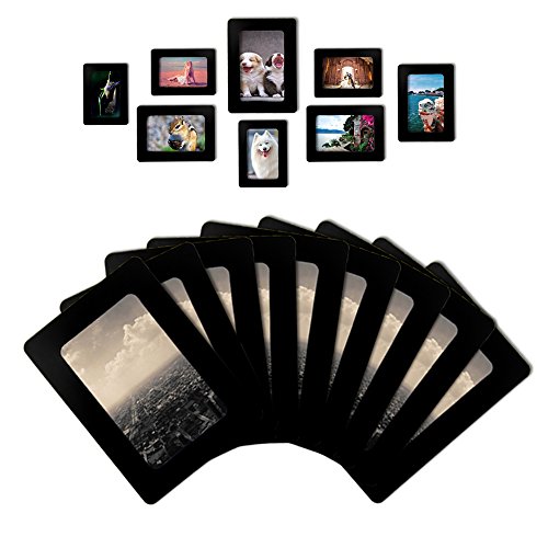 Raxwalker Magnetic Photo Frames and Refrigerator Magnets Holds 4x6 3.5x5 2.5x3.5 Inches Photos,12 Pack(Black)