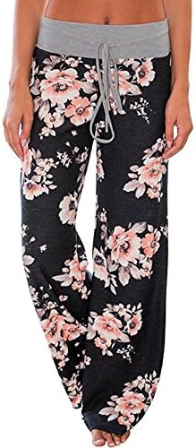 Kafadala Women's Pajama Bottom Sleep Lounge Palazzo Yoga Pants Striped Wide Leg (Tag 3XL(US 14), Black)