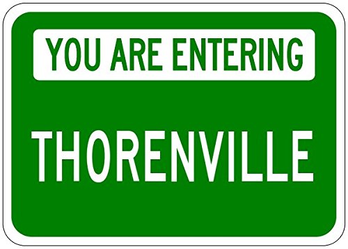 You Are Entering THORENVILLE - Personalized THOREN Last Name Aluminum City Sign - 10 x 14 Inches