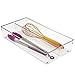 mDesign Kitchen Drawer Organizer for Silverware, Spatulas, Gadgets - Deep, Extra Large, Clear