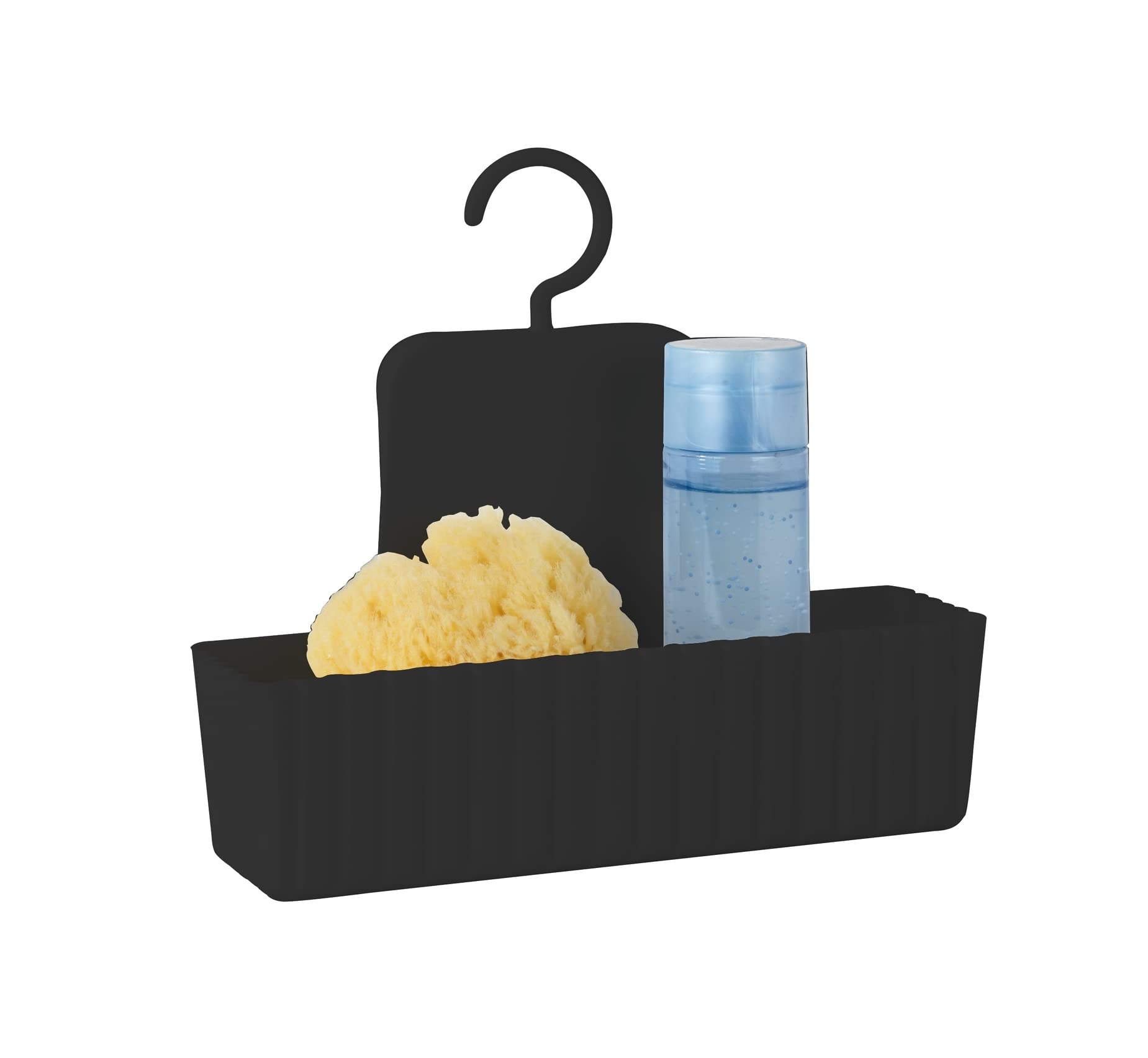 WENKO Allstar Minas Shower Caddy Black - Shower Shelf, Wall Basket, Polypropylene, 25.3 x 22.5 x 8 cm, Black