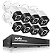 SANNCE 8-Channel HD 1080N Home Security System DVR and (8) 720P Indoor/Outdoor Weatherproof Cameras with IR Night Vision LEDs, Remote Access - NO HDD