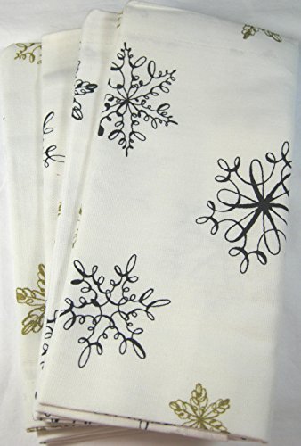Kate Spade Dinner Napkins Snowflakes 100% Cotton Set of 4 Multi 20″ x 20″