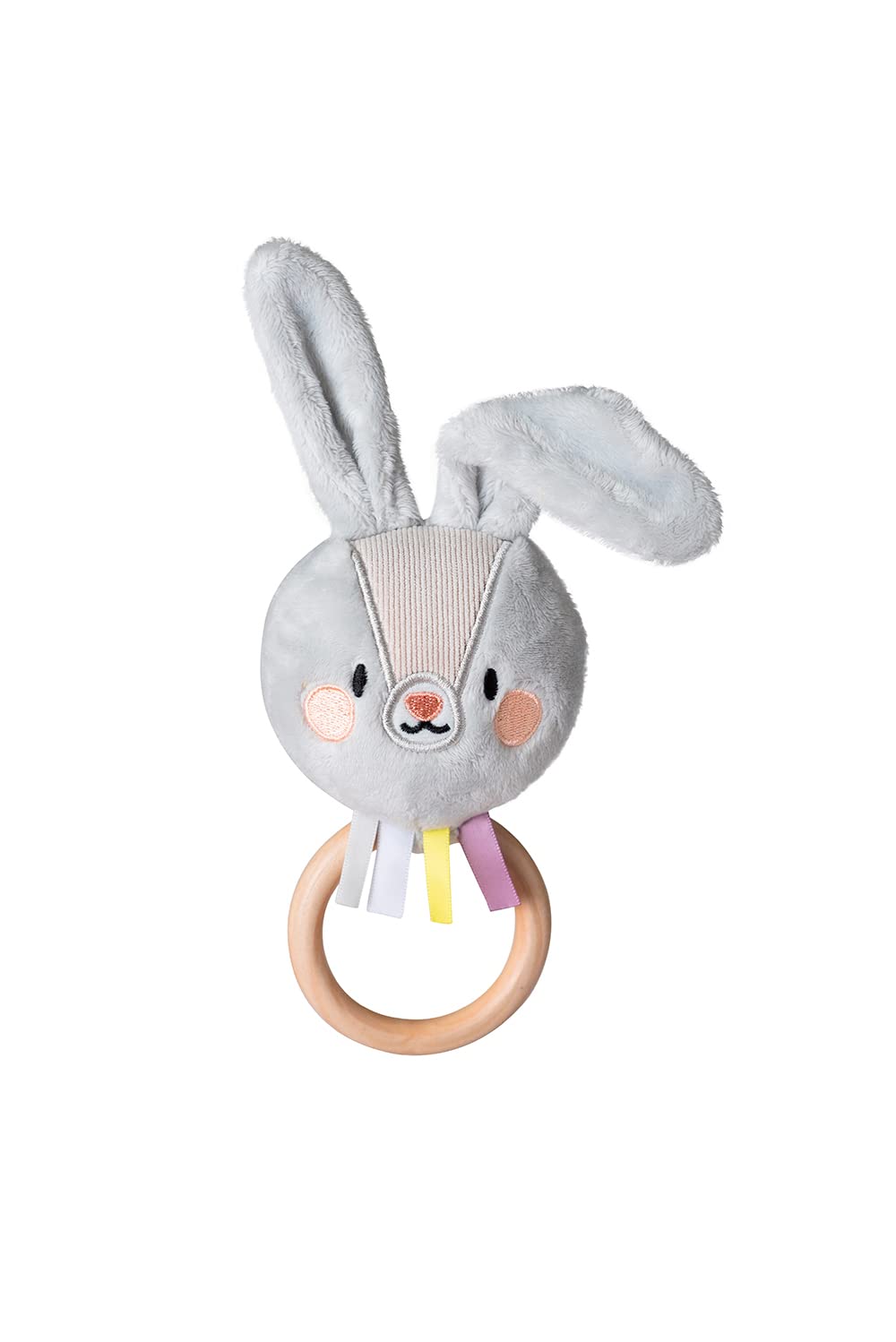 Taf Toys Rylee Bunny Rattle. Soft Plush Toddler Sensory Ring Rattle. Easy to Grab Wooden Ring Rattle. Suitable for Newborn Baby Boys & Girls from Birth