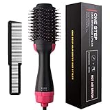 One Step Hair Dryer & Volumizer, Hot Air Brush Negative Ion Generator Hair Straightener Curler Brush for All Hairstyle(1000W 110V) - Black