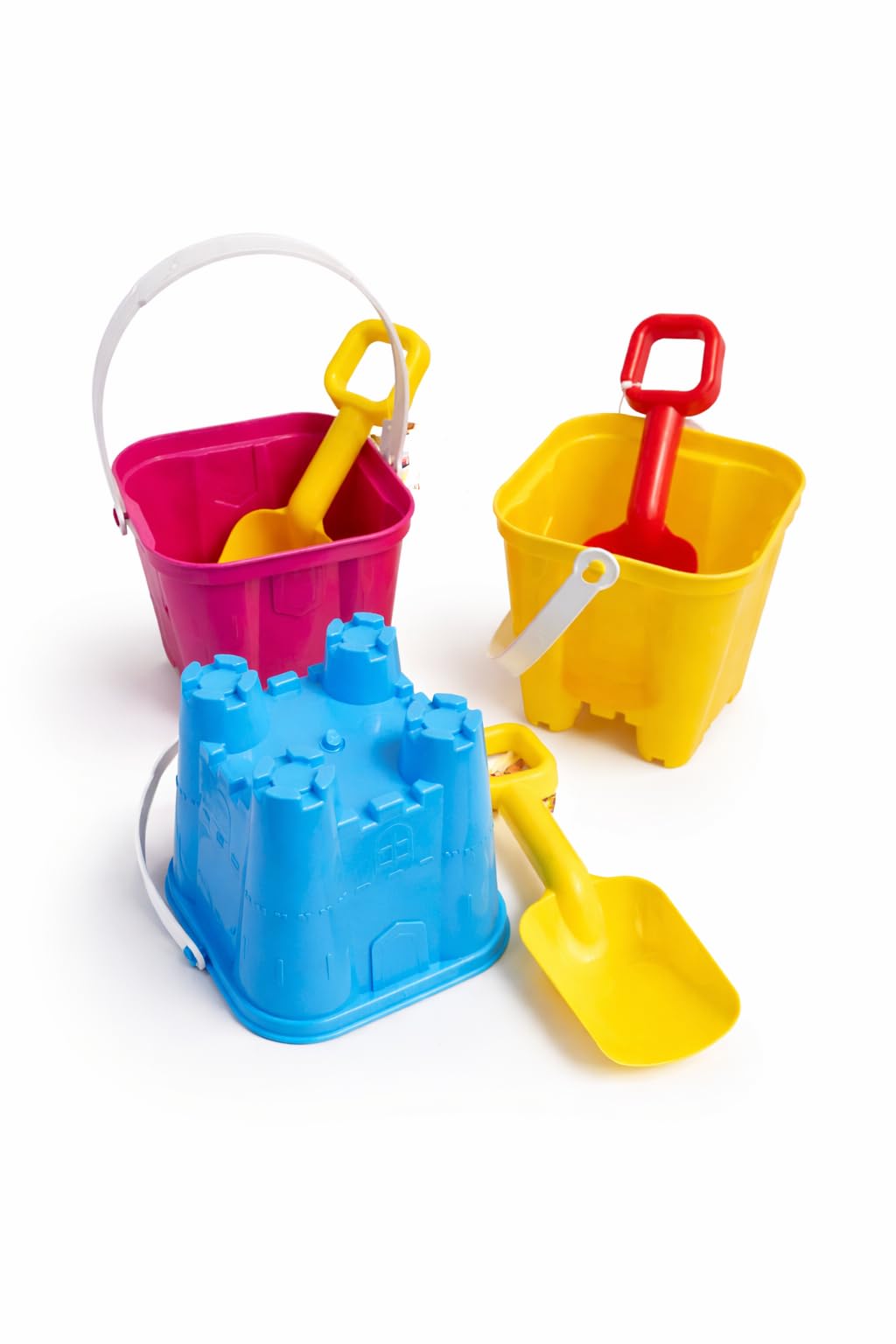 Children’s Castle Bucket and Spade – Plastic Beach & Sand Toy with Removable Handle (1 Bucket + 1 Shovel) (Yellow)
