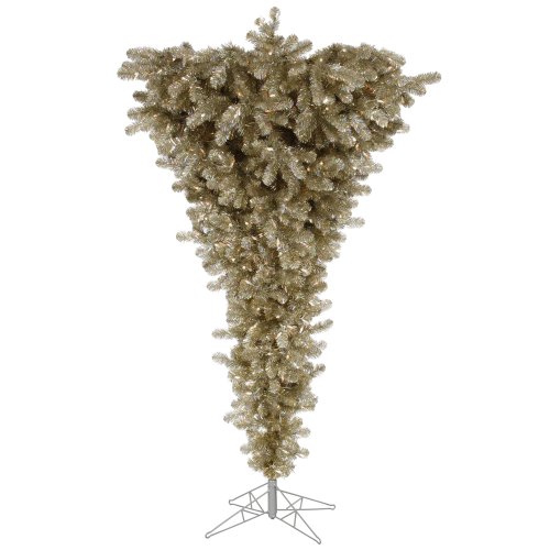 Vickerman Pre-Lit Upside Down Tree with 250 Warm White Italian LED Lights, 5.5-Feet, Champagne