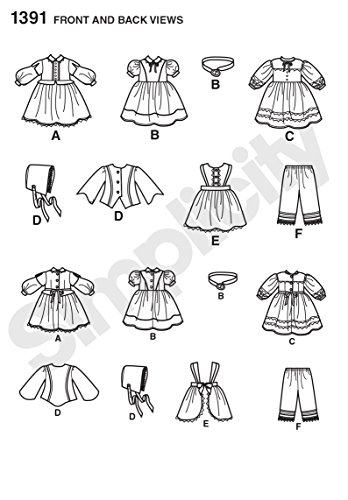 Simplicity Creative Patterns 1391 Civil War Doll Costume for 18-Inch Doll