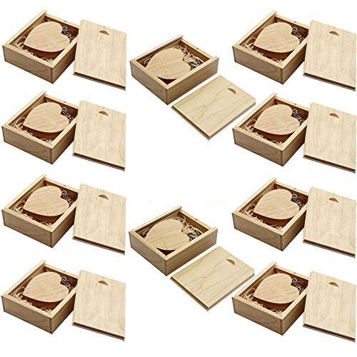 A Plus+ 16GB Heart Shaped Memory USB Stick Maple Wood USB Flash Drive with Wooden Box (Pack of 10)