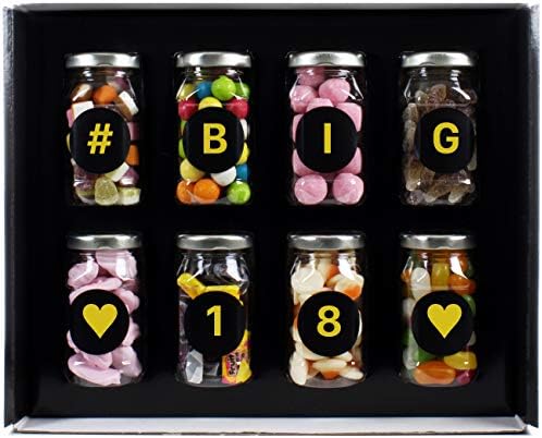 Big 18 Gift - 8 Retro Sweet Jars in Gift Box with 'Big 18' Message