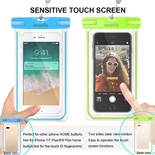 image for smartlle Waterproof Phone Pouch, 2 Pack IPX8 Cellphone Dry Case Bag fo
