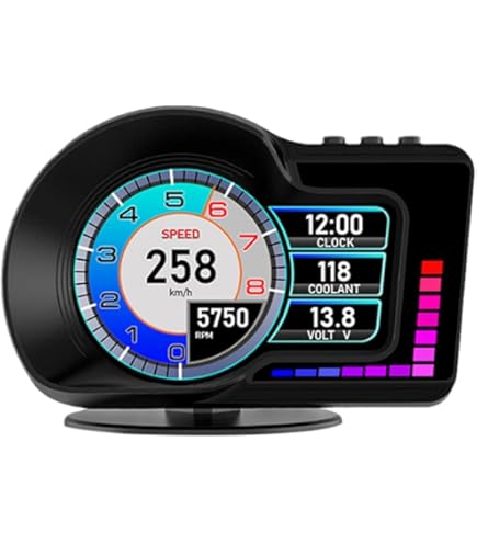 HUD P9 GPS Per Auto Con OBD2, Display Head Up, Velocità E Giri, Allarmi, Compatibile Con OBD II/EOBD (2004+), Nero