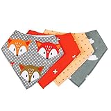 DE'LANCI 4Pc Baby Bandana Drool Bib Set for 0 - 12 Month Boys and Girls Comfortable Cotton Baby Bibs Gift Set